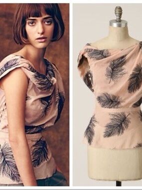Byron Lars for Anthropologie On a Wing top 2 cotton peplum pink sleeveless boho
